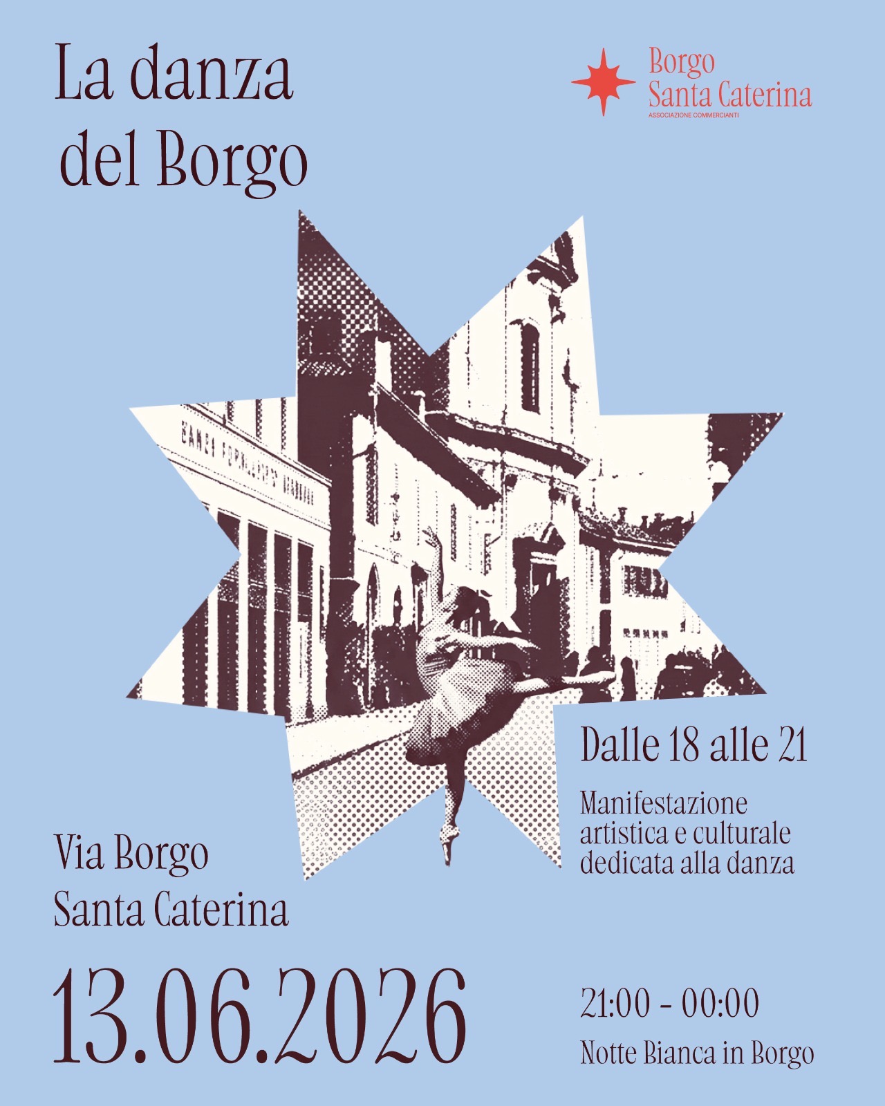 Notte Bianca borgo La Danza del Borgo 2026 a Bergamo: spettacoli, performance ed eventi dedicati alla danza in Borgo Santa Caterina, con la Notte Bianca finale